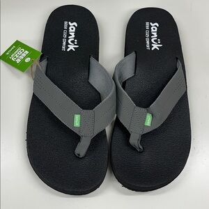 NWT Sanuk Men's Beer‎ Cozy Coaster Flip-Flop in Gray Size 13